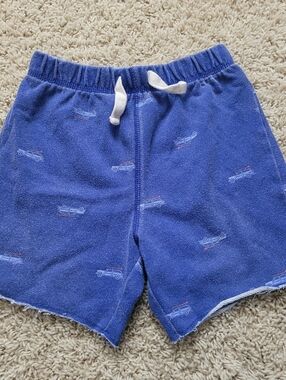 The Childrens Place 3T Retro Beach Bum Raw Hem Pull On Summer Shorts Blue Car